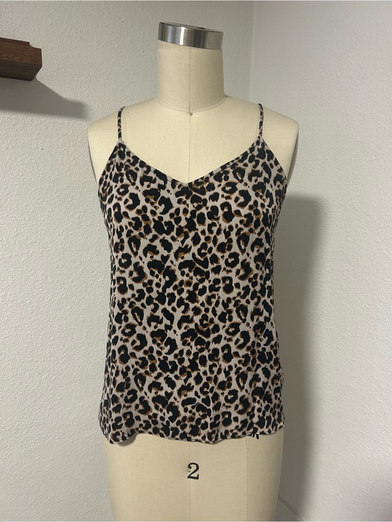 Quince Tops - Quince Leopard Print Spaghetti Strap Cami - Beige, Black, Brown